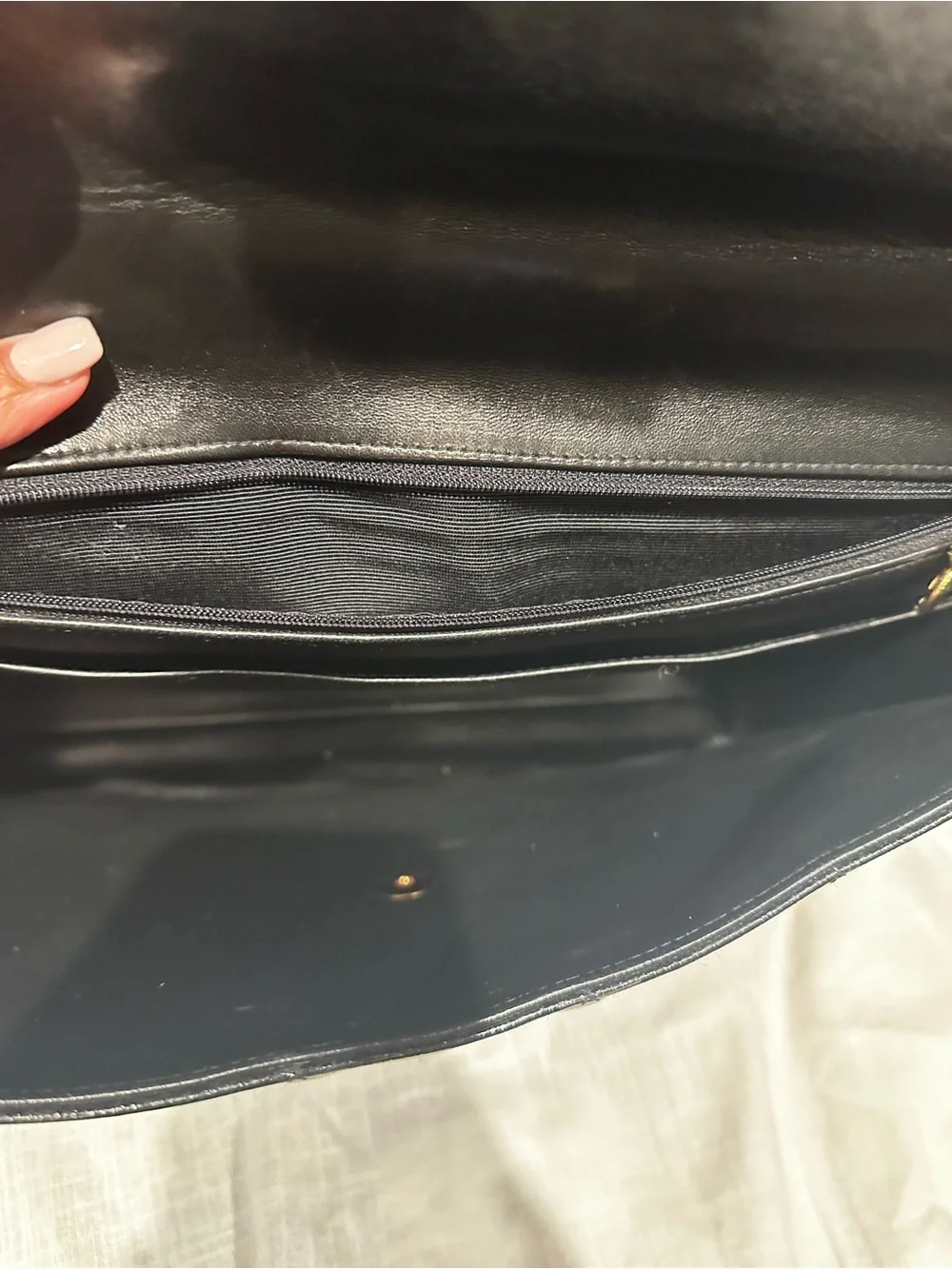 CHANEL Black Quilted Patent Top Handle Satchel with Gold CC
